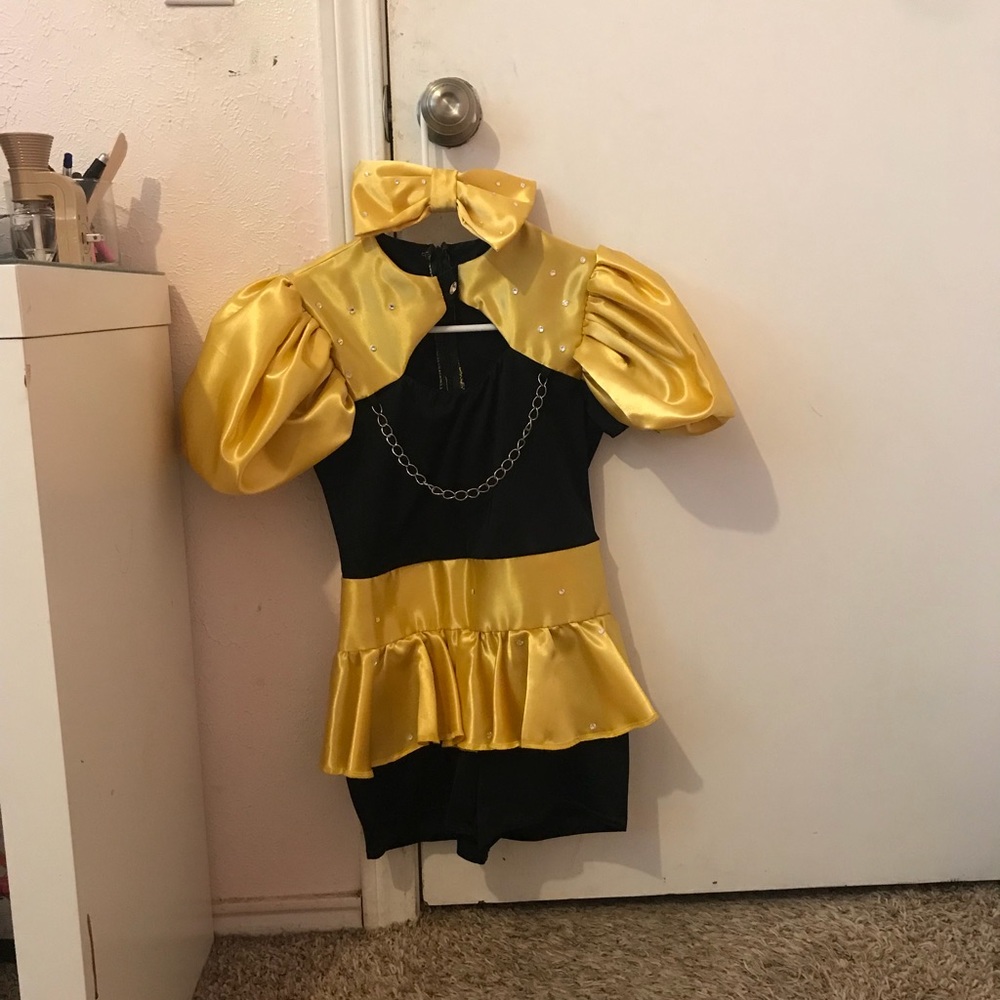 Yellow and black “supermodel” dance costume